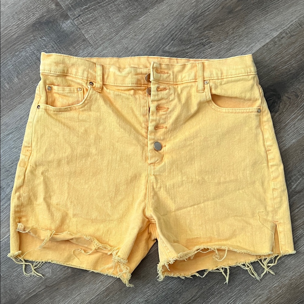 Tractr Yellow Distressed Jean Shorts Summer Style